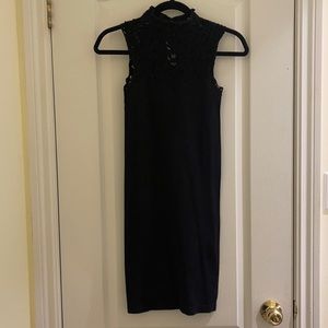 Black lace high neck dress